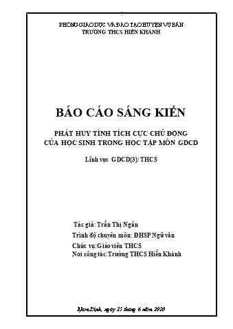 SKKN Phát huy tính tích cực chủ động của học sinh trong học tập môn GDCD