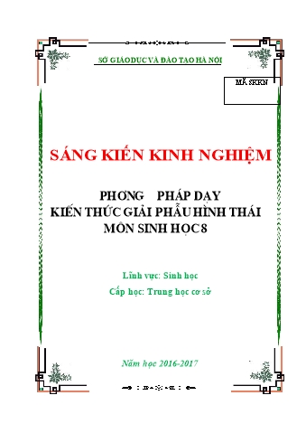 SKKN Phương pháp dạy kiến thức giải phẫu hình thái môn Sinh học 8