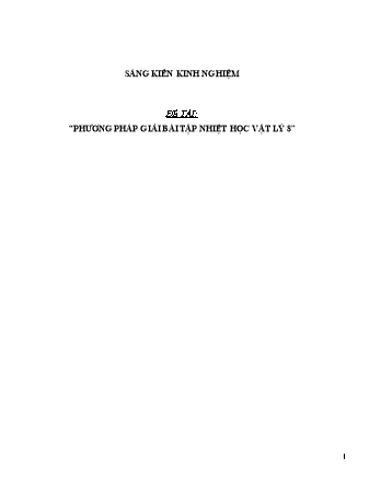 SKKN Phương pháp giải bài tập nhiệt học Vật lý 8