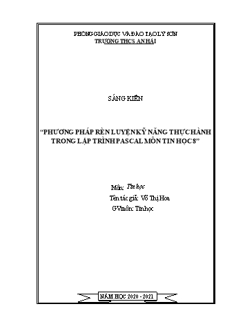 SKKN Phương pháp rèn luyện kỹ năng thực hành trong lập trình pascal môn Tin học 8