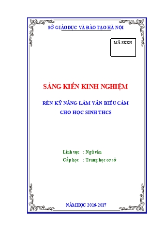 SKKN Rèn kỹ năng làm văn biểu cảm cho học sinh THCS