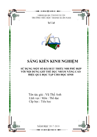SKKN Sử dụng một số bài hát thiếu nhi phù hợp với nội dung giờ thể dục nhằm nâng cao hiệu quả học tập cho học sinh