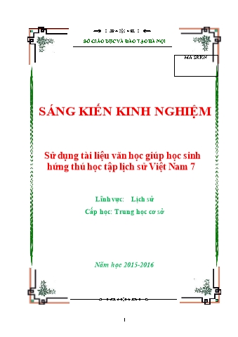 SKKN Sử dụng tài liệu văn học giúp học sinh hứng thú học tập lịch sử Việt Nam 7