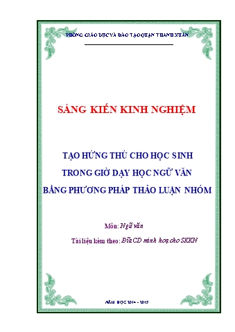 SKKN Tạo hứng thú cho học sinh trong giờ dạy học ngữ văn bằng phương pháp thảo luận nhóm