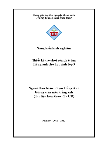 SKKN Thiết kế trò chơi rèn phát âm Tiếng anh cho học sinh lớp 3
