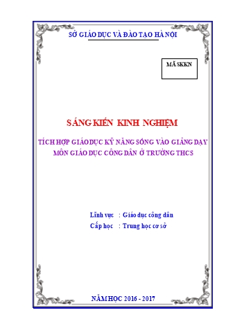 SKKN Tích hợp giáo dục kỹ năng sống vào giảng dạy môn Giáo dục công dân ở trường THCS