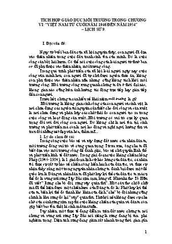 SKKN Tích hợp giáo dục môi trường trong chương vi: “Việt Nam từ cuối năm 1946 đến năm 1954” – Lịch sử 9