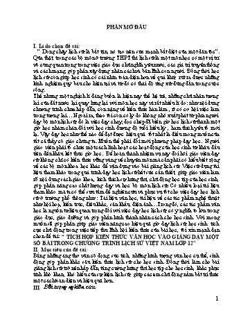 SKKN Tích hợp kiến thức văn học vào giảng dạy một số bài trong chương trình lịch sử Việt Nam lớp 12