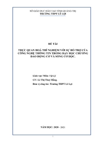 SKKN Trực quan hoá thí nghiệm với sự hổ trợ của công nghệ thông tin trong dạy học chương dao động cơ và sóng cơ học