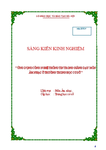 SKKN Ứng dụng công nghệ thông tin trong giảng dạy môn âm nhạc ở trường trung học cơ sở