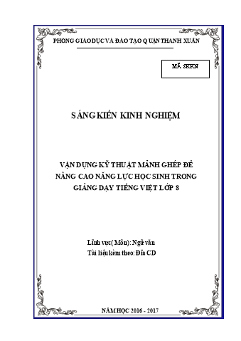 SKKN Vận dụng kỹ thuật mảnh ghép để nâng cao năng lực học sinh trong giảng dạy Tiếng việt lớp 8