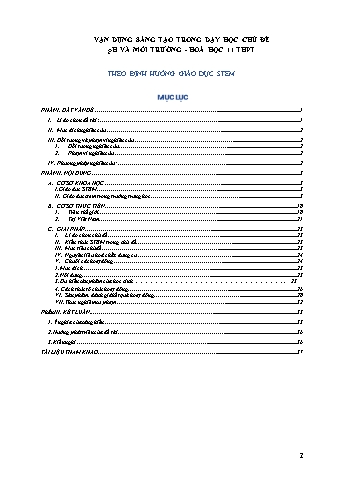 SKKN Vận dụng sáng tạo trong dạy học chủ đề pH và môi trường - Hoá học 11 THPT