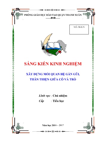 SKKN Xây dựng mối quan hệ gần gũi, thân thiện giữa cô và trò