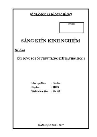 SKKN Xây dựng sơ đồ tư duy trong tiết dạy Hóa học 8