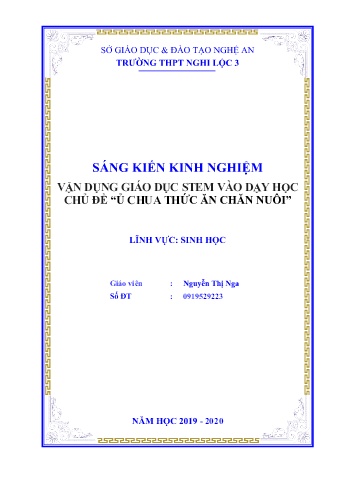 Vận dụng giáo dục STEM vào dạy học chủ đề “Ủ chua thức ăn chăn nuôi”